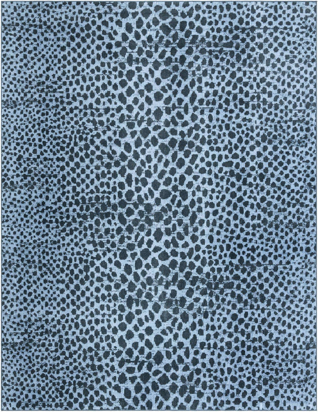 Washable Navy Blue 9' x 12' Kamala Washable Rectangle Area Rug Easy to Clean Stain Resistant & Durable 100% Polyester Spill-Friendly Carpet for Sale at Rug Engine