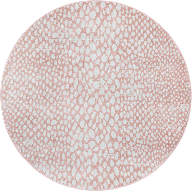 Washable Rose Pink 5' 3 x 5' 3 Kamala Washable Round Area Rug Easy to Clean Stain Resistant & Durable 100% Polyester Spill-Friendly Carpet for Sale at Rug Engine