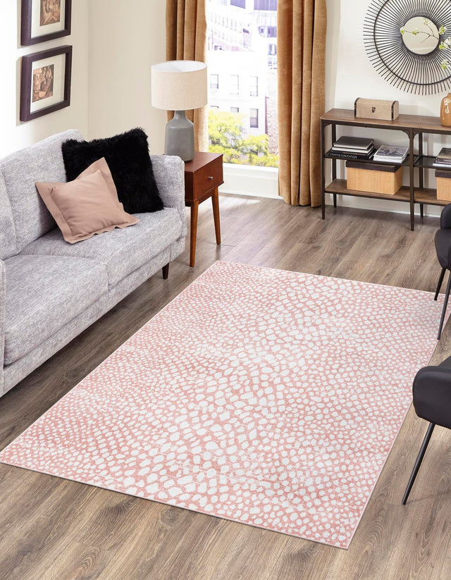 Washable Rose Pink 10' x 14' 1 Kamala Washable Rectangle Area Rug Easy to Clean Stain Resistant & Durable 100% Polyester Spill-Friendly Carpet for Sale at Rug Engine