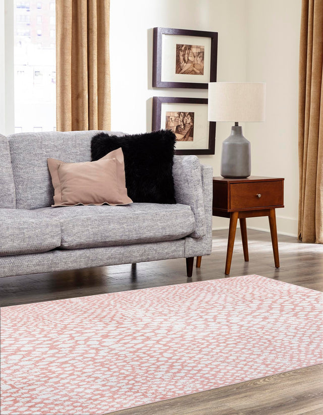 Washable Rose Pink 9' x 12' Kamala Washable Rectangle Area Rug Easy to Clean Stain Resistant & Durable 100% Polyester Spill-Friendly Carpet for Sale at Rug Engine