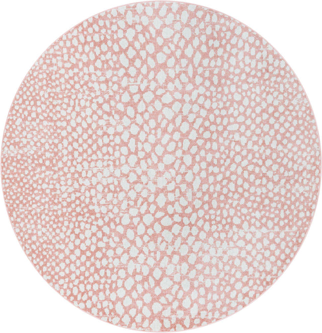 Washable Rose Pink 7' 10 x 7' 10 Kamala Washable Round Area Rug Easy to Clean Stain Resistant & Durable 100% Polyester Spill-Friendly Carpet for Sale at Rug Engine