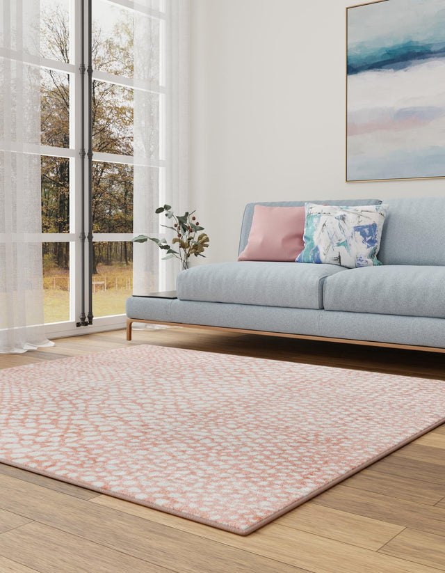 Washable Rose Pink 5' 3 x 5' 3 Kamala Washable Square Area Rug Easy to Clean Stain Resistant & Durable 100% Polyester Spill-Friendly Carpet for Sale at Rug Engine