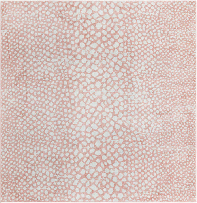 Washable Rose Pink 7' 10 x 7' 10 Kamala Washable Square Area Rug Easy to Clean Stain Resistant & Durable 100% Polyester Spill-Friendly Carpet for Sale at Rug Engine