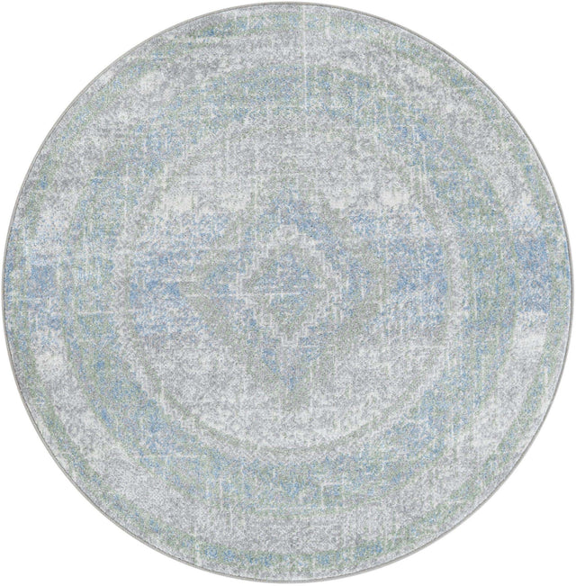 Washable Gray Green 3' 3 x 3' 3 Kamala Washable Round Area Rug Easy to Clean Stain Resistant & Durable 100% Polyester Spill-Friendly Carpet for Sale at Rug Engine