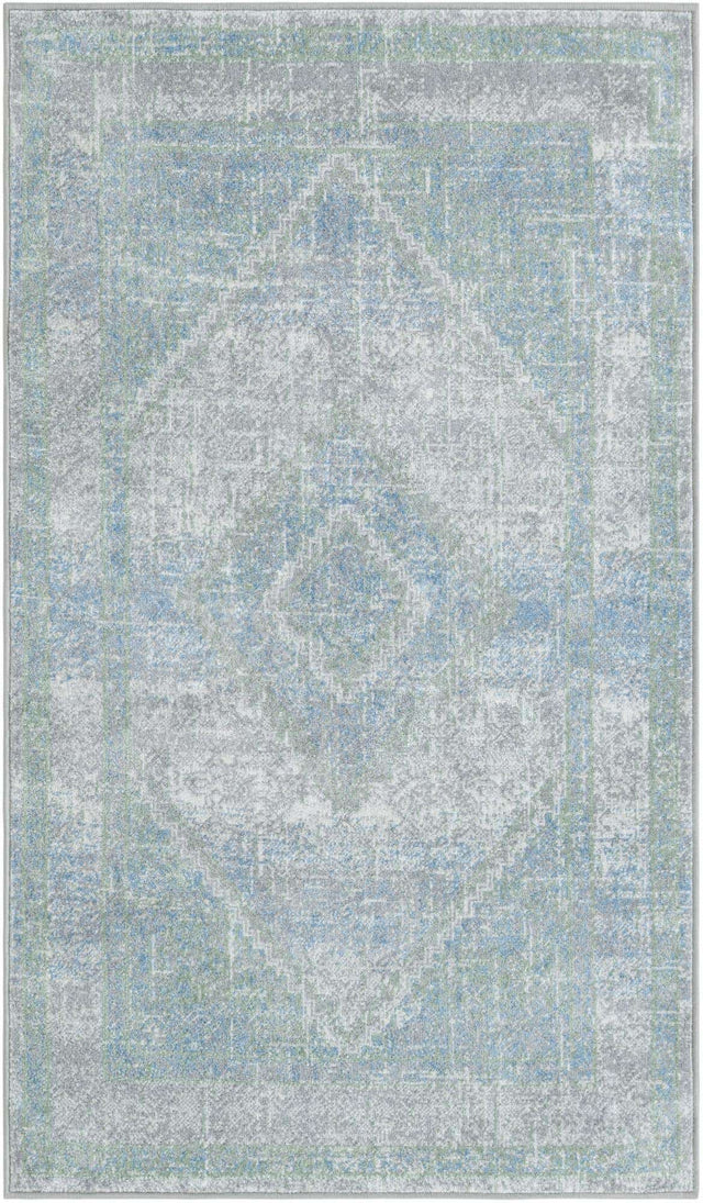 Washable Gray Green 3' 3 x 5' 3 Kamala Washable Rectangle Area Rug Easy to Clean Stain Resistant & Durable 100% Polyester Spill-Friendly Carpet for Sale at Rug Engine
