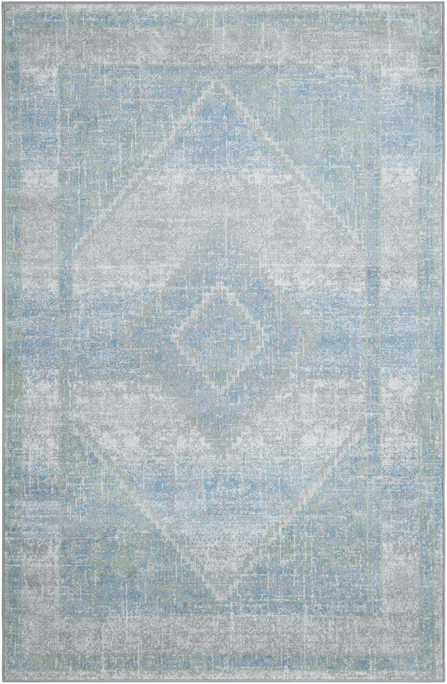 Washable Gray Green 5' 3 x 8' Kamala Washable Rectangle Area Rug Easy to Clean Stain Resistant & Durable 100% Polyester Spill-Friendly Carpet for Sale at Rug Engine