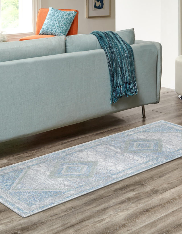 Washable Gray Green 2' x 6' 1 Kamala Washable Runner Area Rug Easy to Clean Stain Resistant & Durable 100% Polyester Spill-Friendly Carpet for Sale at Rug Engine