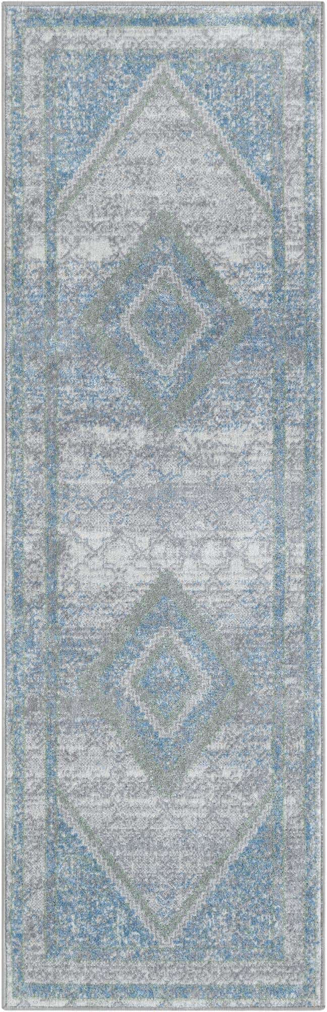Washable Gray Green 2' x 6' 1 Kamala Washable Runner Area Rug Easy to Clean Stain Resistant & Durable 100% Polyester Spill-Friendly Carpet for Sale at Rug Engine