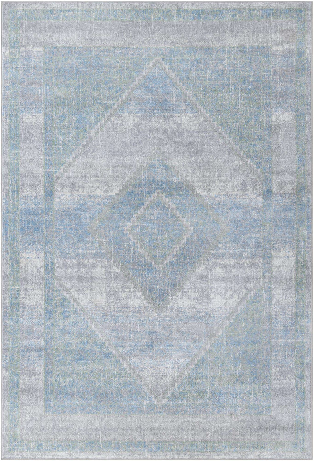 Washable Gray Green 6' 1 x 9' Kamala Washable Rectangle Area Rug Easy to Clean Stain Resistant & Durable 100% Polyester Spill-Friendly Carpet for Sale at Rug Engine