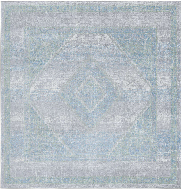 Washable Gray Green 7' 10 x 7' 10 Kamala Washable Square Area Rug Easy to Clean Stain Resistant & Durable 100% Polyester Spill-Friendly Carpet for Sale at Rug Engine