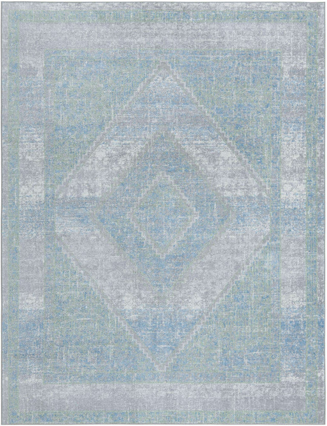 Washable Gray Green 7' 10 x 10' Kamala Washable Rectangle Area Rug Easy to Clean Stain Resistant & Durable 100% Polyester Spill-Friendly Carpet for Sale at Rug Engine