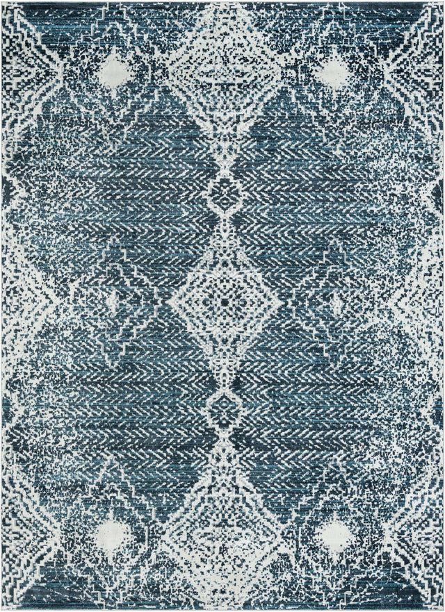 Washable Navy Blue 10' x 14' 1 Kamala Washable Rectangle Area Rug Easy to Clean Stain Resistant & Durable 100% Polyester Spill-Friendly Carpet for Sale at Rug Engine