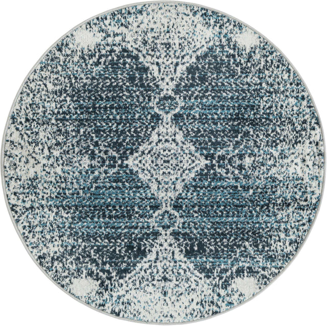 Washable Navy Blue 3' 3 x 3' 3 Kamala Washable Round Area Rug Easy to Clean Stain Resistant & Durable 100% Polyester Spill-Friendly Carpet for Sale at Rug Engine