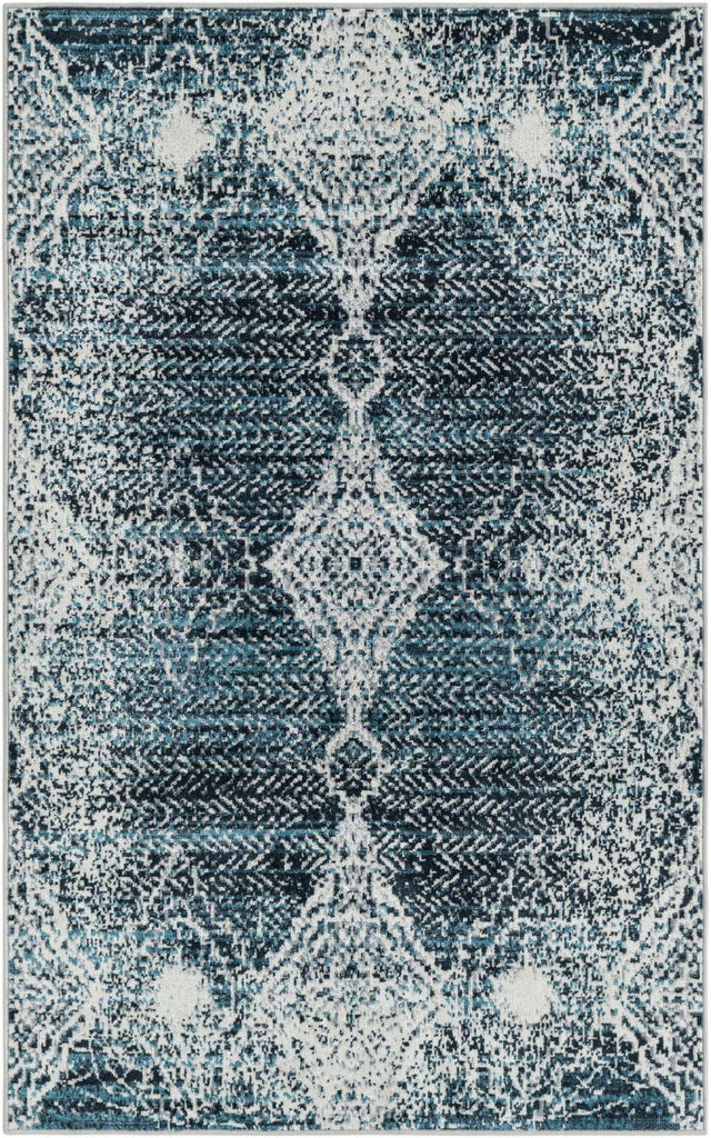 Washable Navy Blue 3' 3 x 5' 3 Kamala Washable Rectangle Area Rug Easy to Clean Stain Resistant & Durable 100% Polyester Spill-Friendly Carpet for Sale at Rug Engine