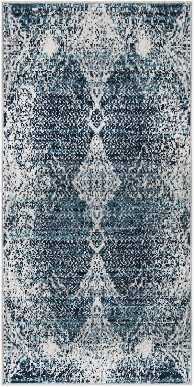 Washable Navy Blue 2' x 4' 1 Kamala Washable Runner Area Rug Easy to Clean Stain Resistant & Durable 100% Polyester Spill-Friendly Carpet for Sale at Rug Engine