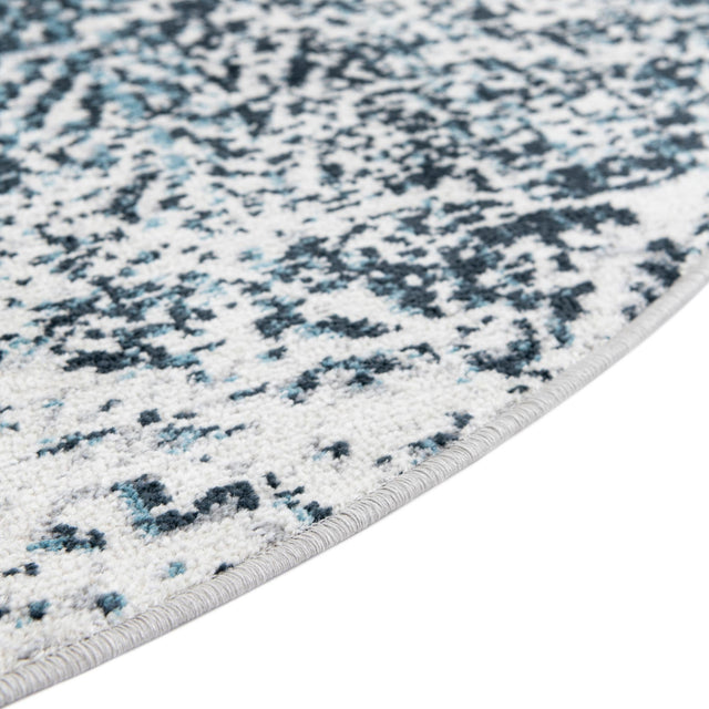 Washable Navy Blue 3' 3 x 3' 3 Kamala Washable Round Area Rug Easy to Clean Stain Resistant & Durable 100% Polyester Spill-Friendly Carpet for Sale at Rug Engine