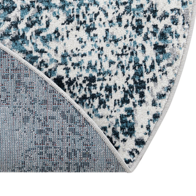 Washable Navy Blue 3' 3 x 3' 3 Kamala Washable Round Area Rug Easy to Clean Stain Resistant & Durable 100% Polyester Spill-Friendly Carpet for Sale at Rug Engine