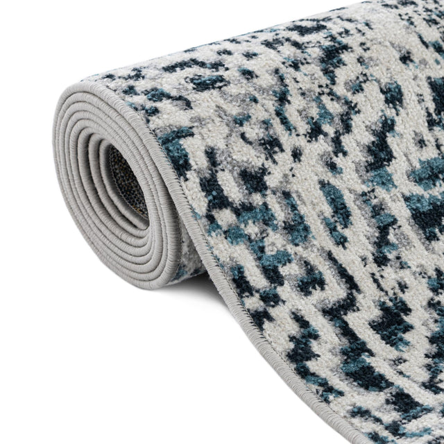 Washable Navy Blue 5' 3 x 5' 3 Kamala Washable Round Area Rug Easy to Clean Stain Resistant & Durable 100% Polyester Spill-Friendly Carpet for Sale at Rug Engine