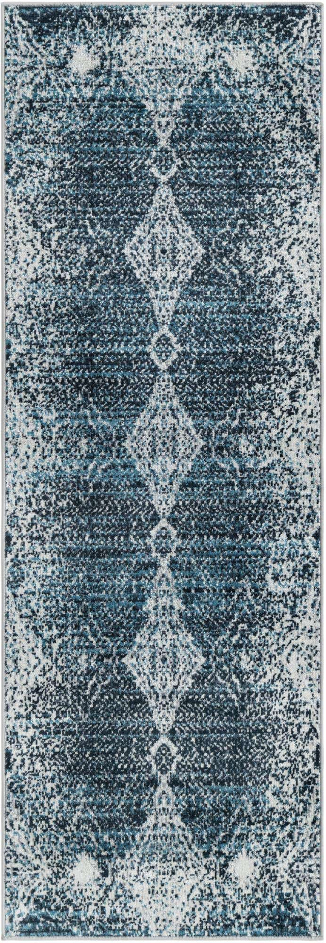 Washable Navy Blue 2' x 6' 1 Kamala Washable Runner Area Rug Easy to Clean Stain Resistant & Durable 100% Polyester Spill-Friendly Carpet for Sale at Rug Engine