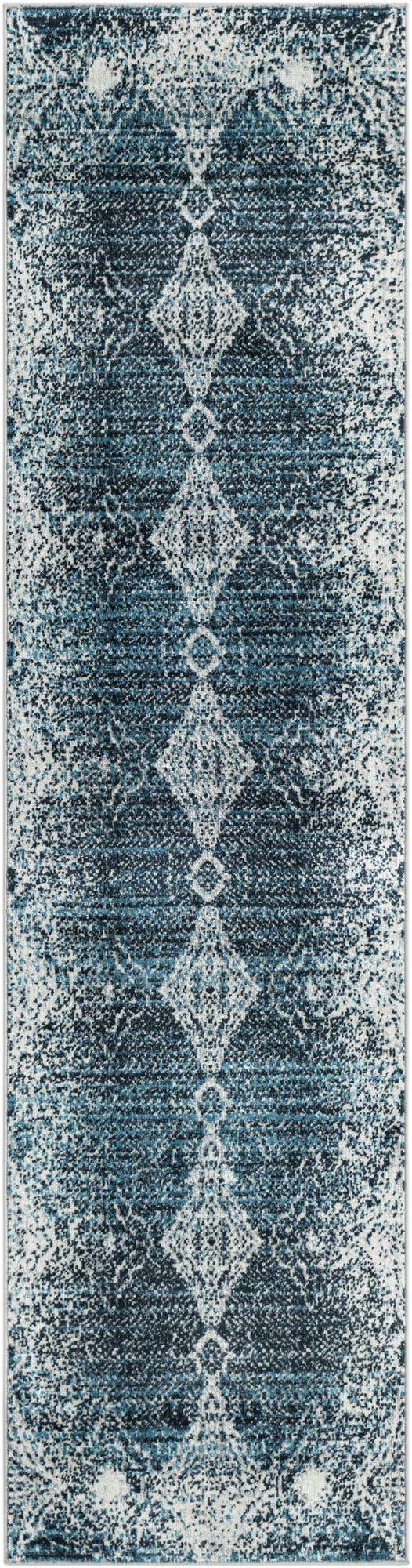 Washable Navy Blue 2' x 8' Kamala Washable Runner Area Rug Easy to Clean Stain Resistant & Durable 100% Polyester Spill-Friendly Carpet for Sale at Rug Engine
