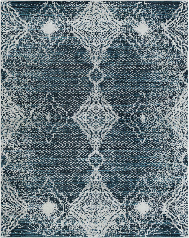 Washable Navy Blue 7' 10 x 10' Kamala Washable Rectangle Area Rug Easy to Clean Stain Resistant & Durable 100% Polyester Spill-Friendly Carpet for Sale at Rug Engine
