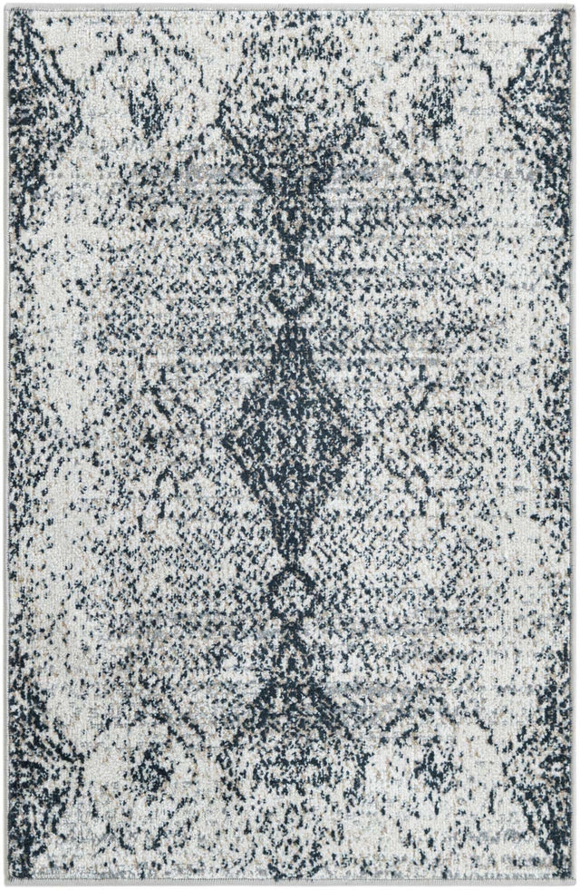 Washable Black and White 2' x 3' 1 Kamala Washable Rectangle Area Rug Easy to Clean Stain Resistant & Durable 100% Polyester Spill-Friendly Carpet for Sale at Rug Engine