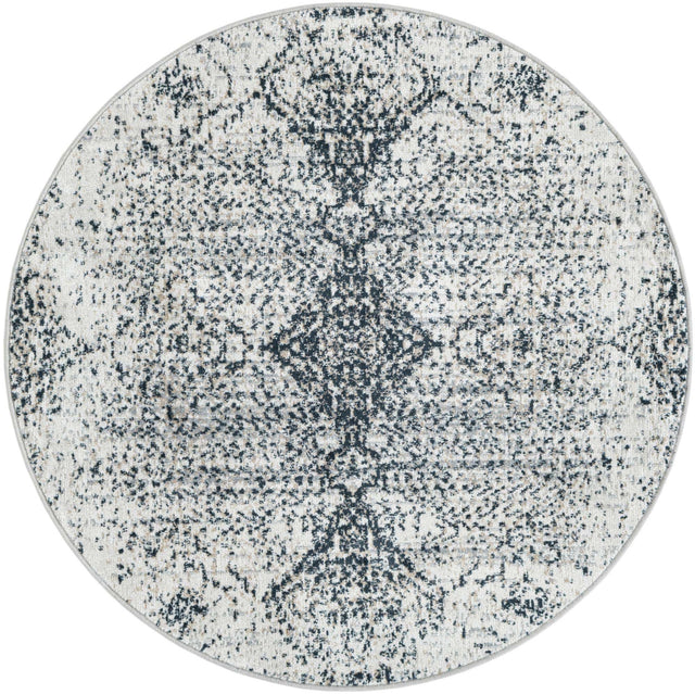 Washable Black and White 3' 3 x 3' 3 Kamala Washable Round Area Rug Easy to Clean Stain Resistant & Durable 100% Polyester Spill-Friendly Carpet for Sale at Rug Engine