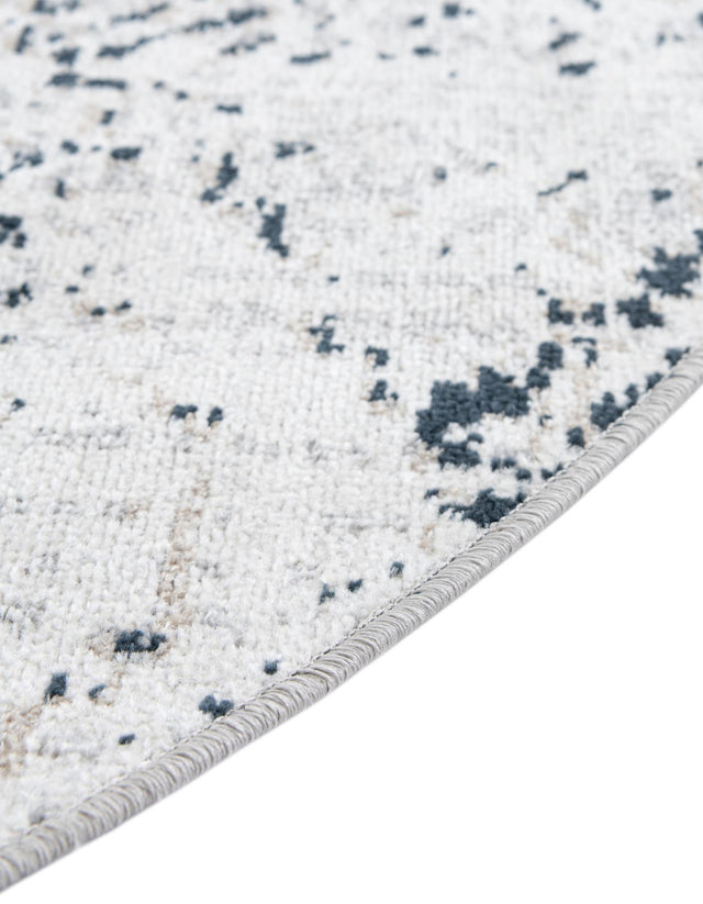 Washable Black and White 7' 10 x 7' 10 Kamala Washable Round Area Rug Easy to Clean Stain Resistant & Durable 100% Polyester Spill-Friendly Carpet for Sale at Rug Engine