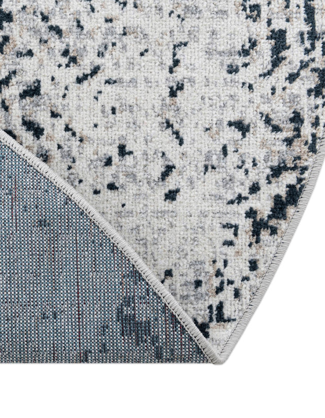 Washable Black and White 7' 10 x 7' 10 Kamala Washable Round Area Rug Easy to Clean Stain Resistant & Durable 100% Polyester Spill-Friendly Carpet for Sale at Rug Engine
