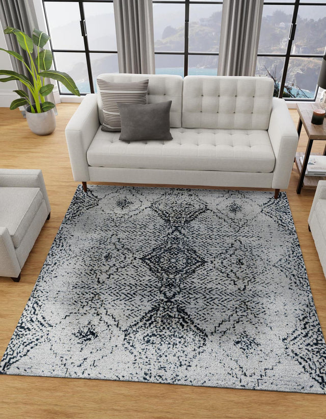 Washable Black and White 5' 3 x 5' 3 Kamala Washable Square Area Rug Easy to Clean Stain Resistant & Durable 100% Polyester Spill-Friendly Carpet for Sale at Rug Engine