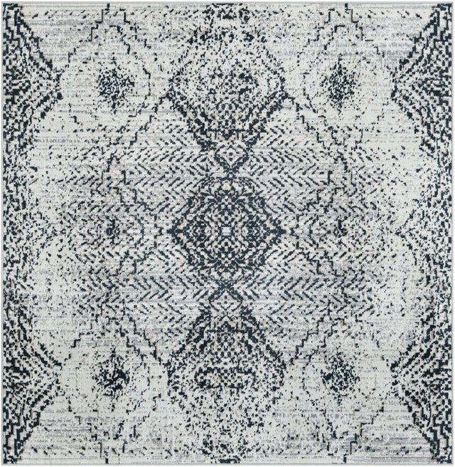 Washable Black and White 5' 3 x 5' 3 Kamala Washable Square Area Rug Easy to Clean Stain Resistant & Durable 100% Polyester Spill-Friendly Carpet for Sale at Rug Engine