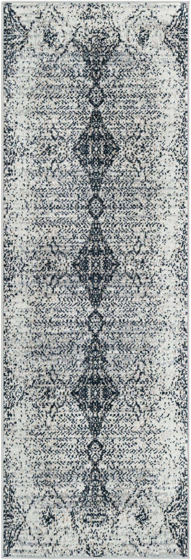 Washable Black and White 2' x 6' 1 Kamala Washable Runner Area Rug Easy to Clean Stain Resistant & Durable 100% Polyester Spill-Friendly Carpet for Sale at Rug Engine