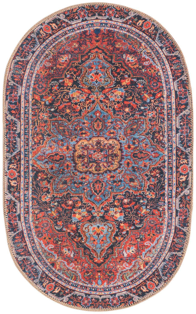 Washable Burgundy 2' x 3' 1 Timeless Oval Area Rug Easy to Clean Stain Resistant & Durable Traditional Classic Vintage Design Carpet for Sale at Rug Engine