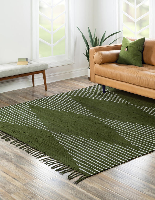 Green 7' 1 x 7' 1 Chindi Cotton Square Area Rug Interior Design Home Decor Carpet Mat for Sale at Rug Engine