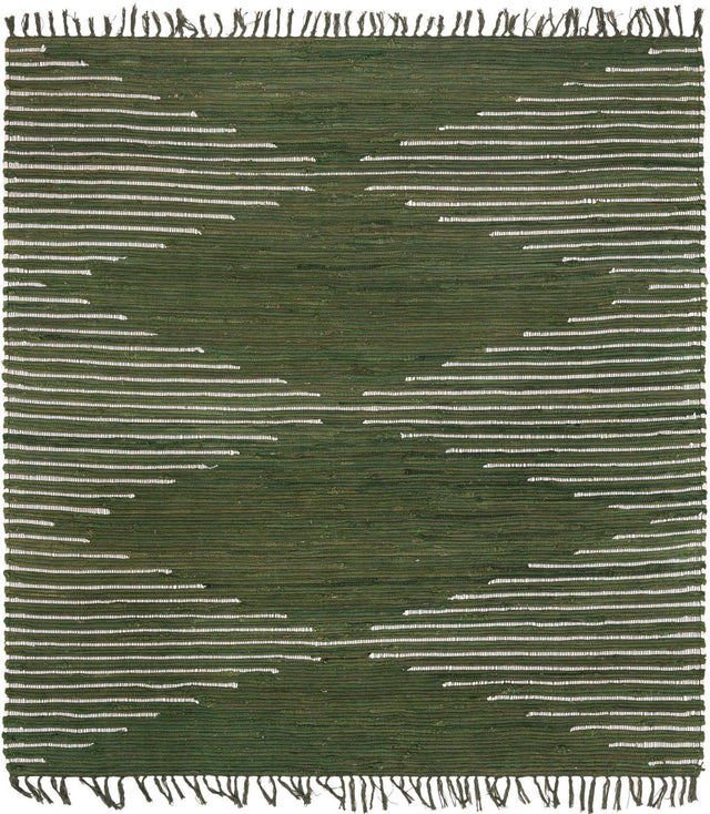 Green 7' 1 x 7' 1 Chindi Cotton Square Area Rug Interior Design Home Decor Carpet Mat for Sale at Rug Engine