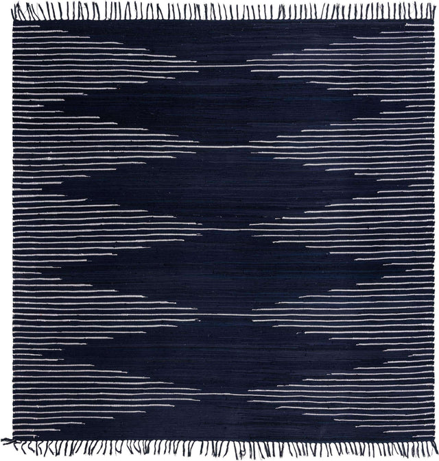 Navy Blue 10' x 10' Chindi Cotton Square Area Rug Interior Design Home Decor Carpet Mat for Sale at Rug Engine