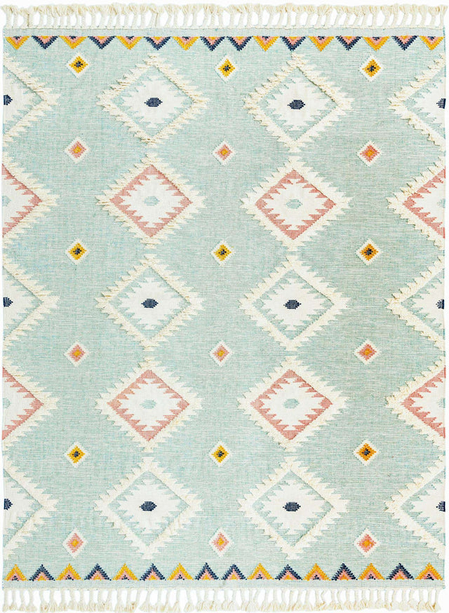 Light Aqua 10' x 13' 1 Mesa Rectangle Area Rug 100% Wool Geometric All Natural Carpet for Living, Dining, Office, Bedrooms, Dorms, Kitchens for Sale at Rug Engine