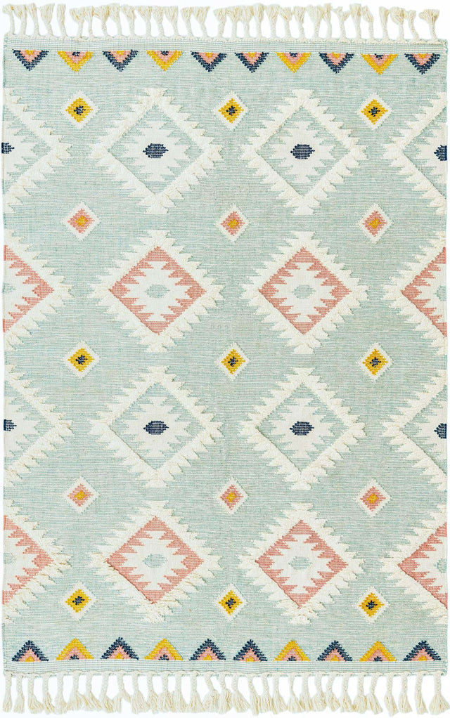 Light Aqua 7' 1 x 10' Mesa Rectangle Area Rug 100% Wool Geometric All Natural Carpet for Living, Dining, Office, Bedrooms, Dorms, Kitchens for Sale at Rug Engine