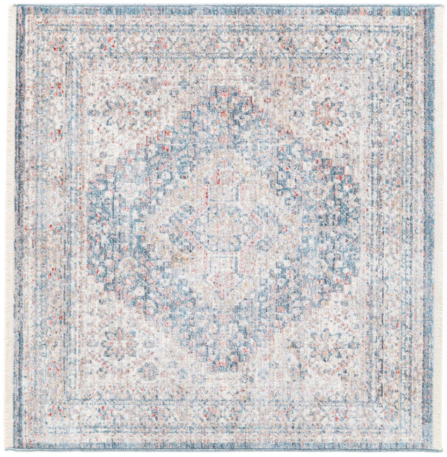 Blue 3' 3 x 3' 3 Noble Square Area Rug 100% Polyester Traditional Distressed Classic Contemporary Carpet for Home Decor for Sale at Rug Engine