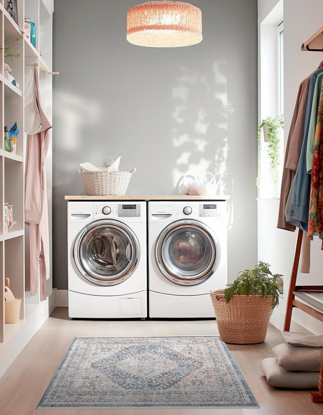 Blue 3' 3 x 3' 3 Noble Square Area Rug 100% Polyester Traditional Distressed Classic Contemporary Carpet for Home Decor for Sale at Rug Engine