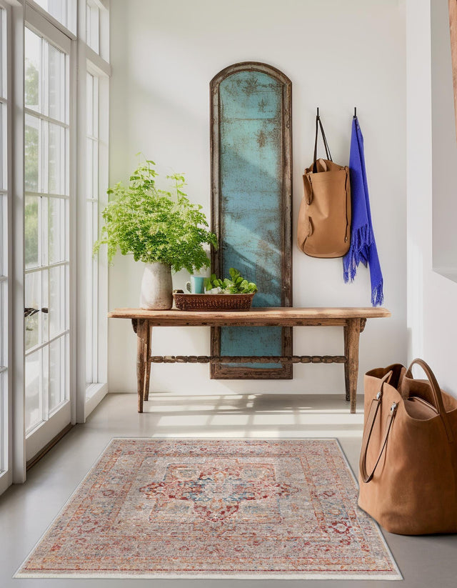 Multicolor 3' 11 x 3' 11 Noble Square Area Rug 100% Polyester Traditional Distressed Classic Contemporary Carpet for Home Decor for Sale at Rug Engine