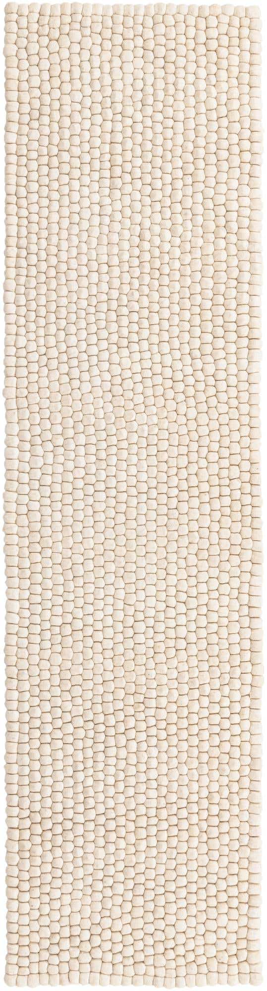 Ivory 2' 7 x 10' Felt Ball Runner Area Rug Stunning All Natural 100% Wool Luxury Hand Woven Carpet for Modern Home Interiors Soft Touch Marshmallow Rug for Sale at Rug Engine