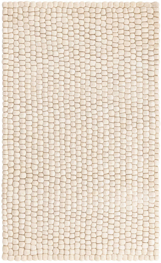 Ivory 3' 3 x 5' 1 Felt Ball Rectangle Area Rug Stunning All Natural 100% Wool Luxury Hand Woven Carpet for Modern Home Interiors Soft Touch Marshmallow Rug for Sale at Rug Engine