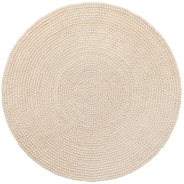 Ivory 7' 10 x 7' 10 Felt Ball Round Area Rug Stunning All Natural 100% Wool Luxury Hand Woven Carpet for Modern Home Interiors Soft Touch Marshmallow Rug for Sale at Rug Engine