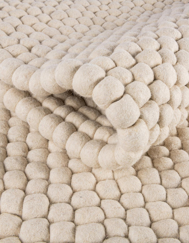 Ivory 7' 10 x 7' 10 Felt Ball Square Area Rug Stunning All Natural 100% Wool Luxury Hand Woven Carpet for Modern Home Interiors Soft Touch Marshmallow Rug for Sale at Rug Engine