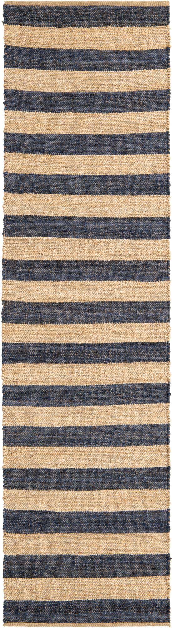 Navy Ivory 2' 7 x 10' Braided Jute Runner Area Rug 100% Jute Hand Braided Natural Eco-Friendly Boho Style Carpet for Living Rooms Dining Office Space Dorms for Sale at Rug Engine