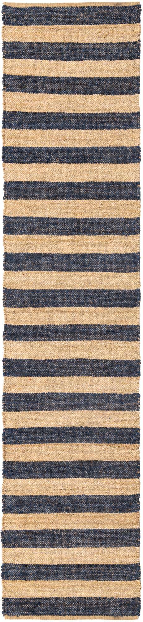 Navy Ivory 2' 7 x 12' Braided Jute Runner Area Rug 100% Jute Hand Braided Natural Eco-Friendly Boho Style Carpet for Living Rooms Dining Office Space Dorms for Sale at Rug Engine