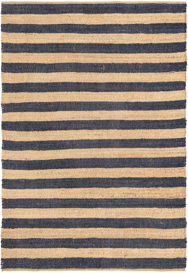 Navy Ivory 6' 1 x 9' Braided Jute Rectangle Area Rug 100% Jute Hand Braided Natural Eco-Friendly Boho Style Carpet for Living Rooms Dining Office Space Dorms for Sale at Rug Engine