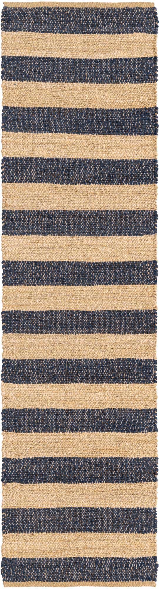 Navy Ivory 2' 2 x 8' Braided Jute Runner Area Rug 100% Jute Hand Braided Natural Eco-Friendly Boho Style Carpet for Living Rooms Dining Office Space Dorms for Sale at Rug Engine