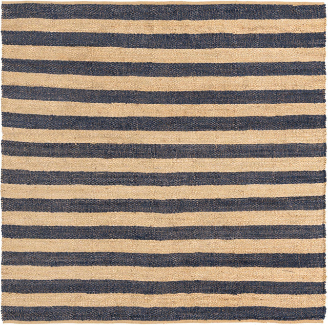 Navy Ivory 7' 10 x 7' 10 Braided Jute Square Area Rug 100% Jute Hand Braided Natural Eco-Friendly Boho Style Carpet for Living Rooms Dining Office Space Dorms for Sale at Rug Engine